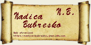 Nadica Bubreško vizit kartica